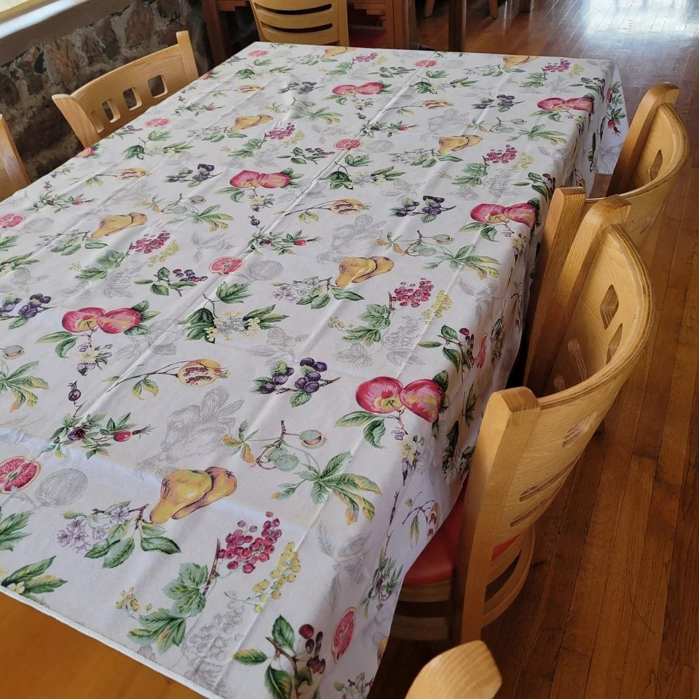 65x50 Fruit & Floral Tablecloth 4 Cloth Napkins Cotton Spring Fresh